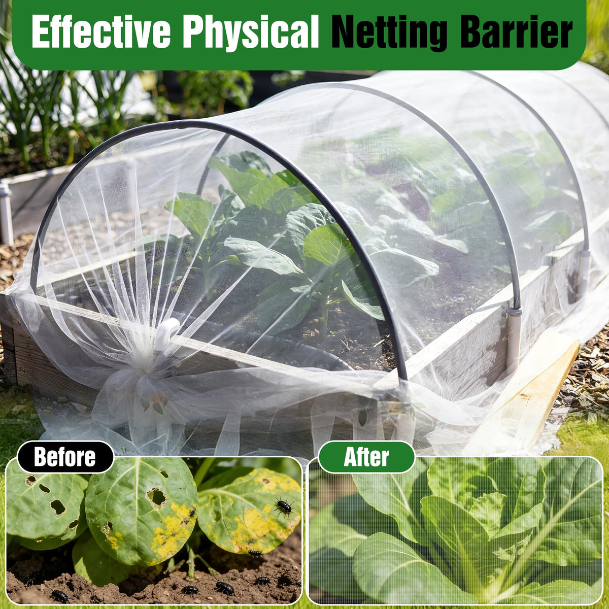10 X 60FT Garden Mesh Netting Ultra Fine Mesh Netting Pest Barrier, Insect Bug Bird Netting for