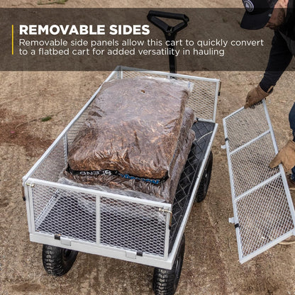 Gorilla Carts GOR1001-COM Steel Utility Cart, Heavy-Duty Convertible 2-in-1 Handle and Removable