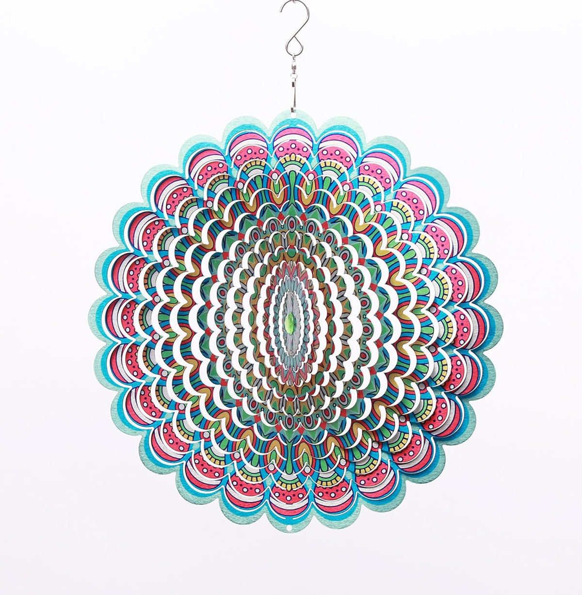 SPRING SONG Colorful Mandala Kinetic Wind Spinner for Yard and Garden Stainless Steel Spinner
