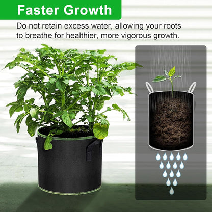 Grow Bags of 6-Pack 5Gallon, Garden Planter Bags with Handles, Thickened Nonwoven Fabric Aeration