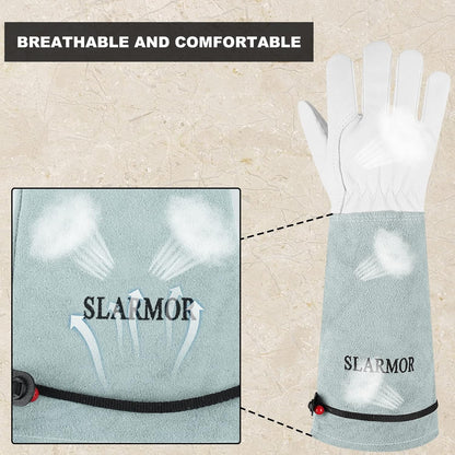 Long-Gardening-Gloves Women/Men-Thorn Proof Rose Pruning Heavy Duty Gauntlet-S