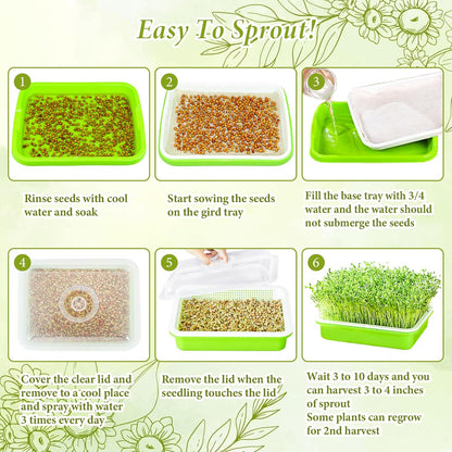 Legigo 8 Pack Seed Sprouter Trays with Lids- Soil-Free Cultivation Germination Tray, BPA Free Micro