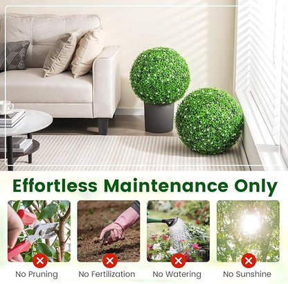 Goplus 2 PCS 19.5 Inch Artificial Plant Topiary Ball, Round Holly Faux Boxwood Balls Outdoor with