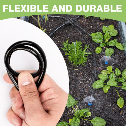 100FT 1/4 inch New Quick-Connect Drip Irrigation Kit Distribution Hose Tubing for Garden Irrigation