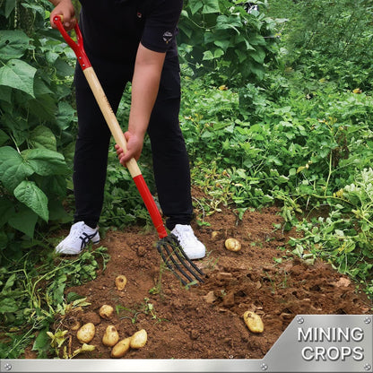 VNIMTI Garden Fork,4-Tine Spading Fork,Compost Fork,Steel Digging Fork,45Inch,Steel Y-Grip,Wooden
