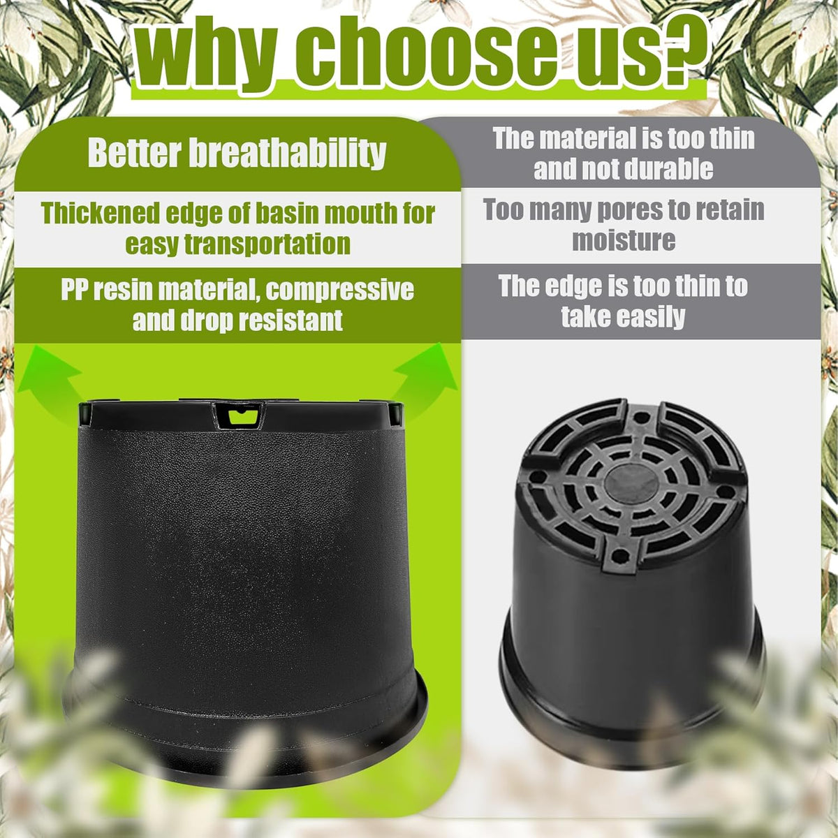 3 Gallon Nursery Pots Plastic Container Injection Molded Pot for Plants Flexible with Drainage