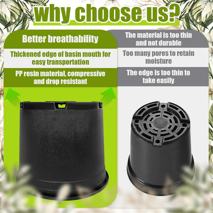 3 Gallon Nursery Pots Plastic Container Injection Molded Pot for Plants Flexible with Drainage