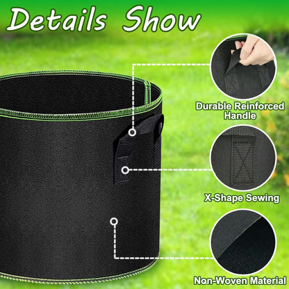 Grow Bags of 6-Pack 5Gallon, Garden Planter Bags with Handles, Thickened Nonwoven Fabric Aeration