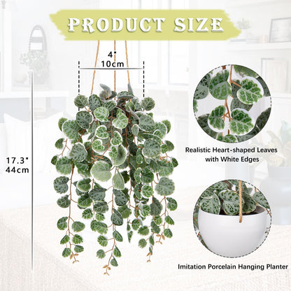 Briful Artificial Hanging Plants with Pot 17'' Fake String of Heart Vines Plants Faux Hanging