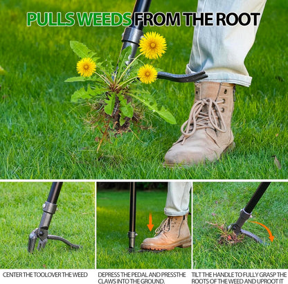 Weed Puller, Stand Up Weed Puller Tool with Steel Long Handle & 4-Claw Steel Head, 46" Adjustable