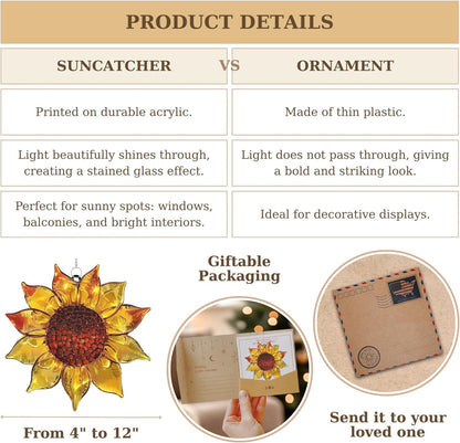 Stained Glass Effect Sunflower Acrylic Suncatcher Window Car Hanging Christmas Ornament Indoor