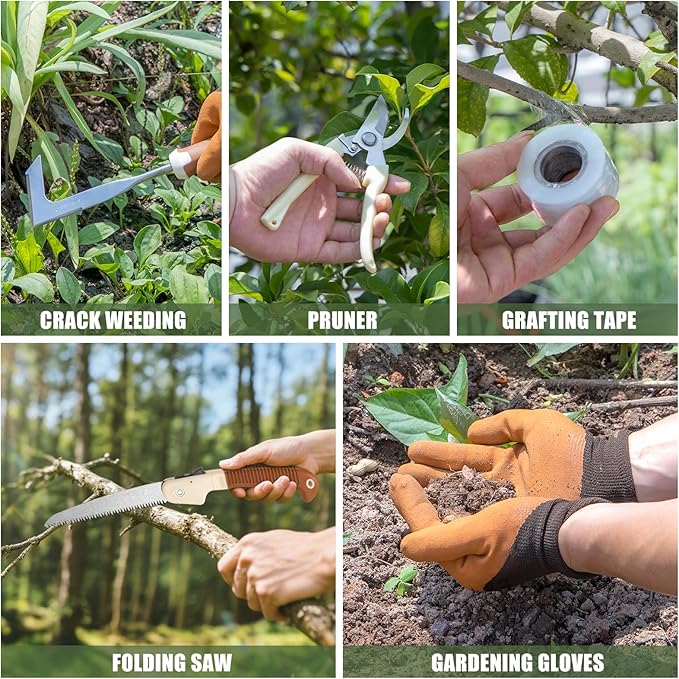 Garden Tool Set, 12 Pcs Heavy Duty Floral Gardening Tools Kit with Gardening Hand Weeder Tools