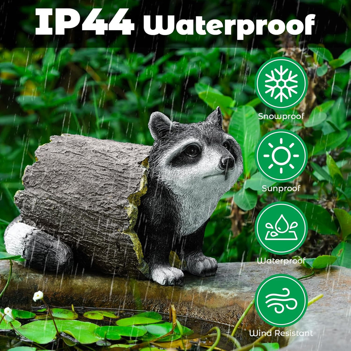Garden 10.2" Raccoon Statue, Cute Outdoor Raccoon Decor, Resin Realistic Figurine, Animal Themed