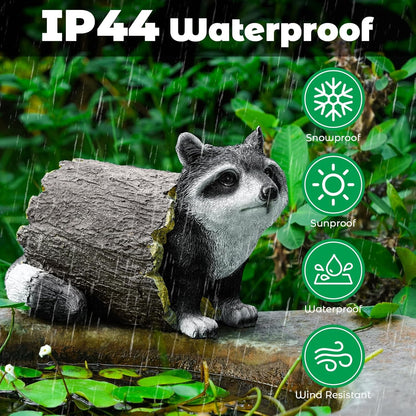 Garden 10.2" Raccoon Statue, Cute Outdoor Raccoon Decor, Resin Realistic Figurine, Animal Themed