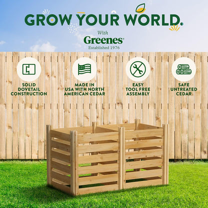 Greenes Fence Cedar Wood Composter, 24" W x 48" L x 31" H / 154.6 Gallons - Made in USA with North