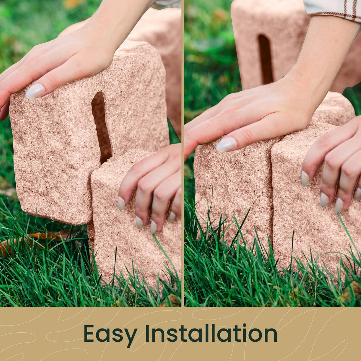 Beuta Landscape Edging | Garden Edging Border | Faux Stone Blocks for Lawn Edging, Flower Beds &