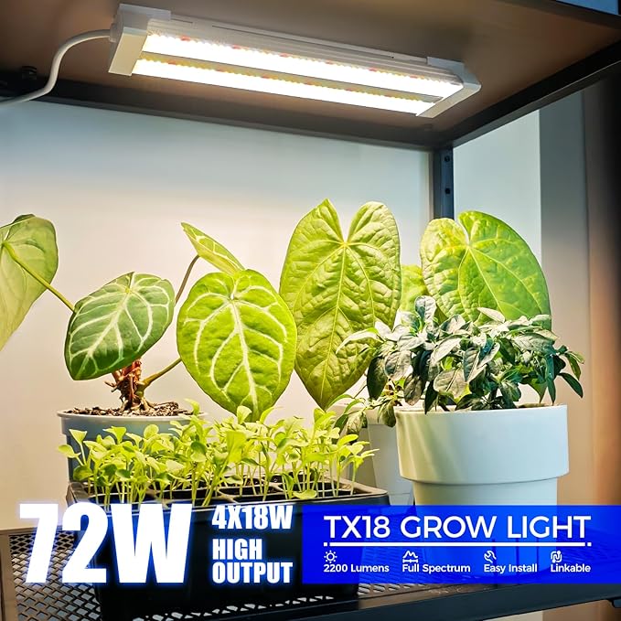 Barrina TX18 1FT Grow Light, 72W(4 x 18W, 360W Equivalent), High PPFD, Full Spectrum with 660nm Red