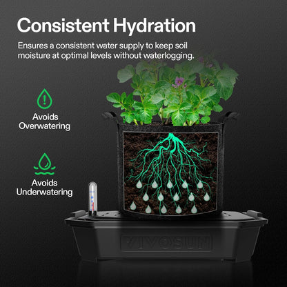 VIVOSUN 4-Pack FlexFeed Self-Watering Pots with Grow Bags, Auto Irrigation Fabric Pot Base with