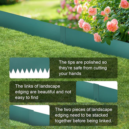 Landscape Edging Kit, Galvanized Steel Edging Landscape Lawn Edging Powder for Lawn Yard, Coated