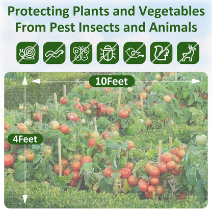 Ultra Fine Garden Netting, 4'x10' Plant Netting Pest Barrier for Garden Protection Row Cover Raised