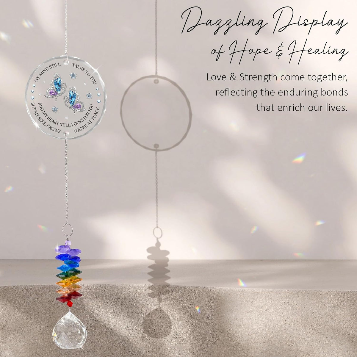 Glass Suncatcher Ornament - Memorial Gift for Loss of Loved One - My Mind Still Talks to You