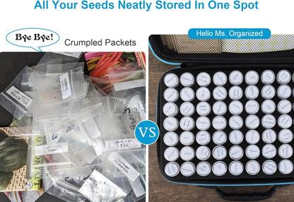 70 Slots Seed Storage Organizer, Garden Seeds Saver kit Seed Organizer with 20 Seed Envelopes