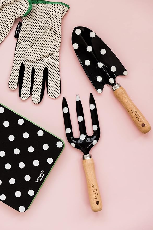 Kate Spade New York 2 Piece Gardening Hand Tools, Cute Garden Tool Set Includes Hand Rake and