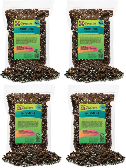 Premium Monstera Soil Mix by Gardenera - 20 Quart - Perfect Drainage and Moisture Retention for