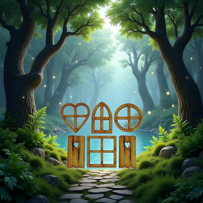 6Pcs Brown Wooden Fairy Garden Door, Blank Door Fairy House Doors and Windows Ornaments Tree