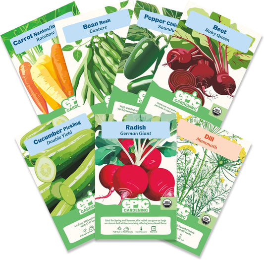Epic Gardening Pickling Garden Seed Kit - 7 Non-GMO Varieties for Pickling, Includes Beets