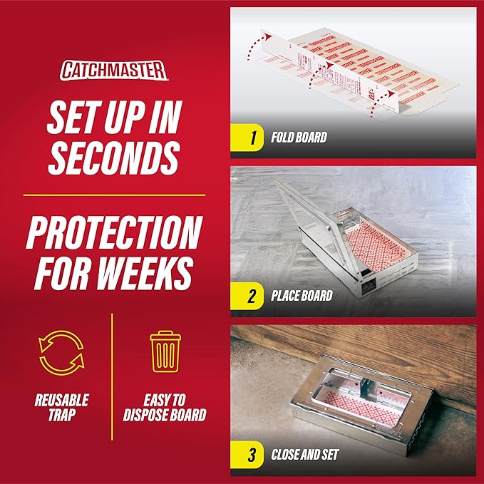 Catchmaster Multi-Catch Mouse Trap 6-Pack, Humane Mouse Traps Indoor for Home, Includes Replaceable