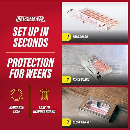 Catchmaster Multi-Catch Mouse Trap 3-Pack, Humane Mouse Traps Indoor for Home, Includes Replaceable