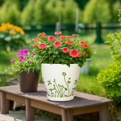 Ceramic Pot for Plants 10 Inch - Indoor Planter for Plants with Drainage Hole and Saucer