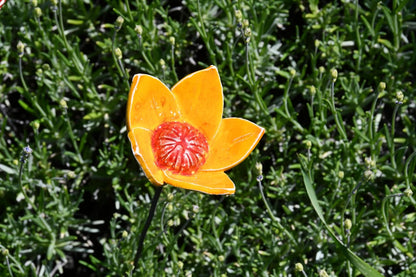 Ceramic Garden Decor - Flower Lawn Stake - Outdoor Statue - Perfect, Unique Gifts for Gardeners