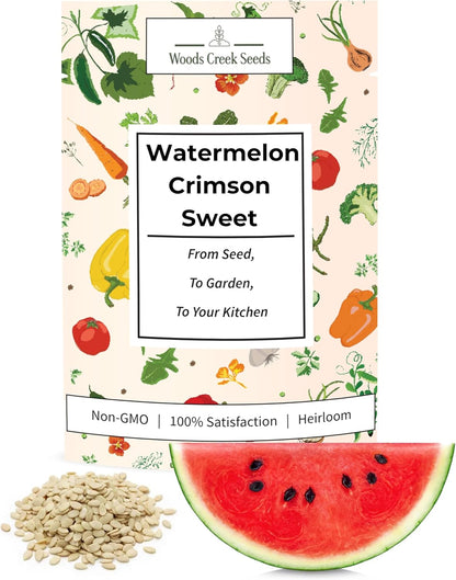 Woods Creek Seeds: Crimson Sweet Watermelon Seeds for Planting - Over 45 Heirloom Watermelon Seed