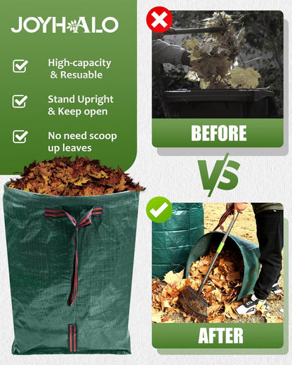 Joyhalo Reusable Yard Waste Bags, 2 Pack 40 Gallon Dustpan-Type Garden Bag for Collecting Leaves