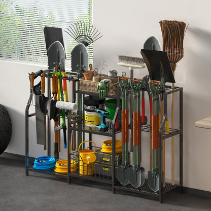 keomaisyto Garden Tool Organizer, Heavy Duty Yard Tool Tower Rack for Garage Organization and