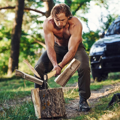 Prandi Axes Professional C45 Forged Carbon Steel Hatchet - Hickory Handle with Leather String