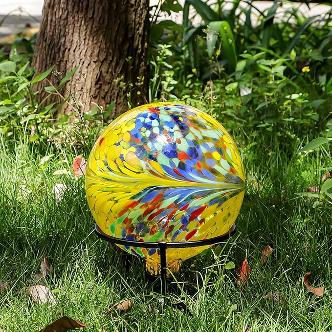 Gazing Balls for Garden 10" Glass Outdoor Garden Globe Ball Reflective Gazing Globes Outside Yard