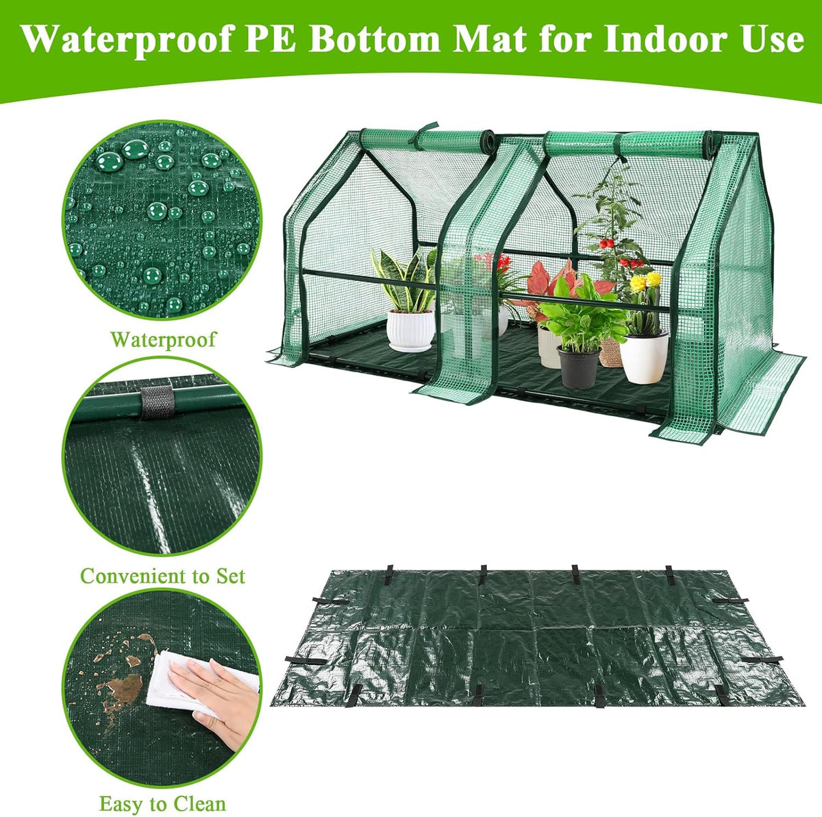 U'Artlines Portable Mini Greenhouse Small Green House with Waterproof Pad and Plant Label 47x24x24