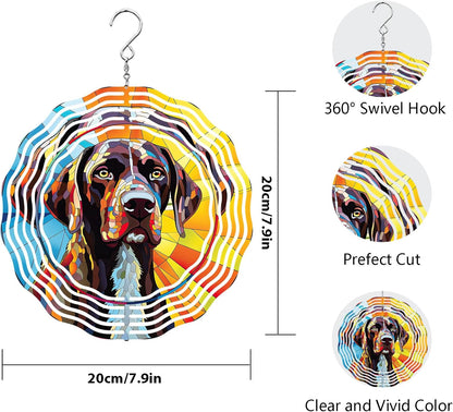 German Shorthaired Pointer Dog Wind Spinners Outdoor Dog Memorial Gifts, 3D Metal Kinetic Hanging