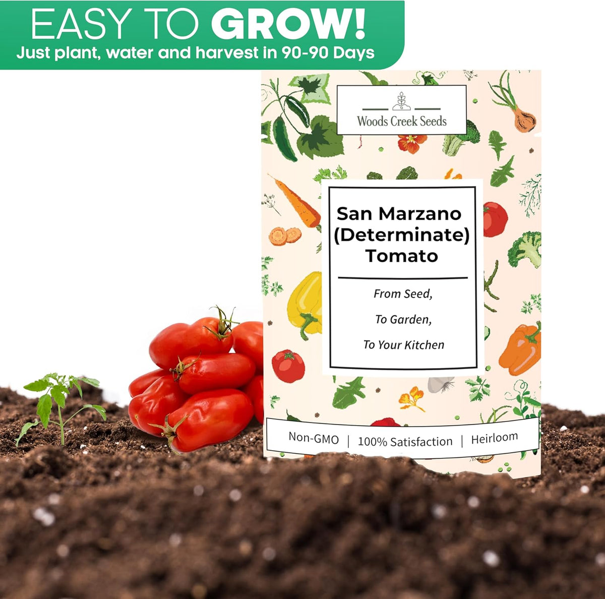 Woods Creek Seeds: San Marzano Tomato Seeds for Planting - Heirloom Tomato Seeds for Planting