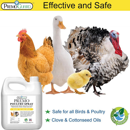 Premo Guard Poultry Spray - 128 oz - Kill Scaly Leg, Mites, Fleas, Lice, & Other Pest on Chickens
