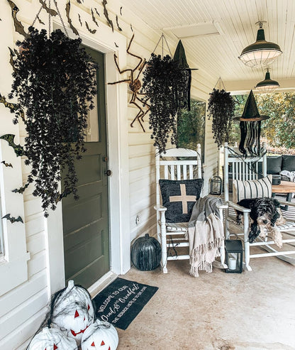 Black Hanging Flowers Faux Hanging Plants Black Artificial Hanging Plant Fake Greenery Faux UV