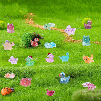 Mini Glitter Ducks 200 Pcs Tiny Duck Figures Luminous Resin Dinosaur Turtle Frog Axolotls to Hide