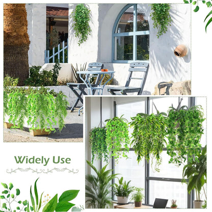 Hoteam 12 Pcs Artificial Hanging Plants 32 Inch Fake Ivy Vines with Fake Leaves Patio Artificial