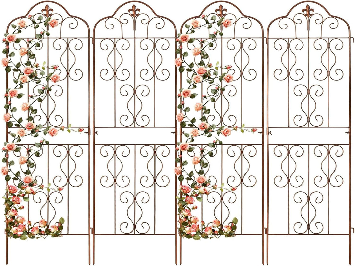 hogardeck 4 Packs 60 * 18 inch Metal Garden Trellis for Climbing Plants Outdoor,Heavy Duty,Gold