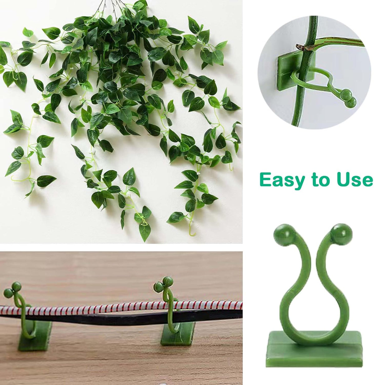 Plant Climbing Wall Fixture Clips, 80Pcs Self-Adhesive Wall Clips Fixer Hooks for Vines, Traction