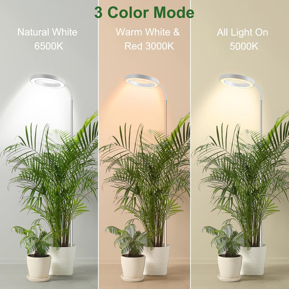 Wolezek Grow Lights for Indoor Plants Full Spectrum, 80 LEDs 3 Colors, 65in Large Plant Lights for