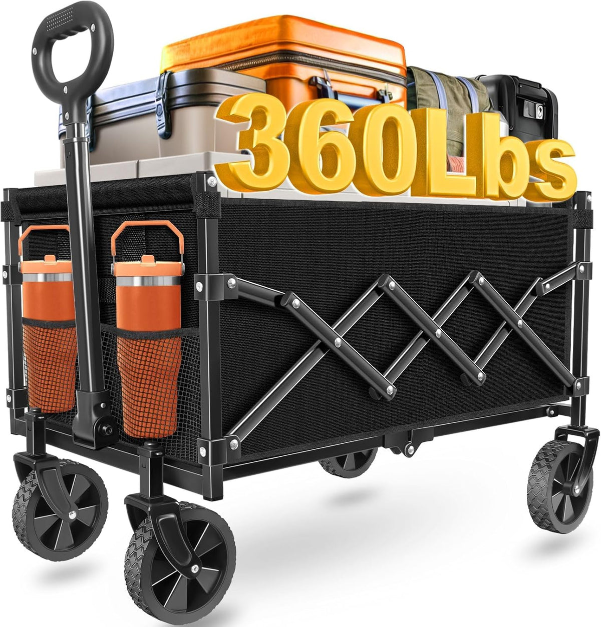 Wagons Carts Foldable, Collapsible Wagon Cart with Wheels - Beach Wagon Cart with Wheels for Sand